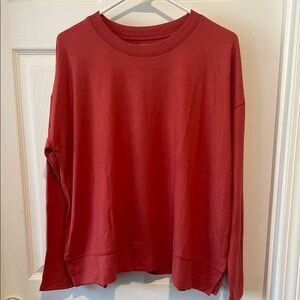 Lucky Brand Red Crew Neck Long Sleeve Sweater